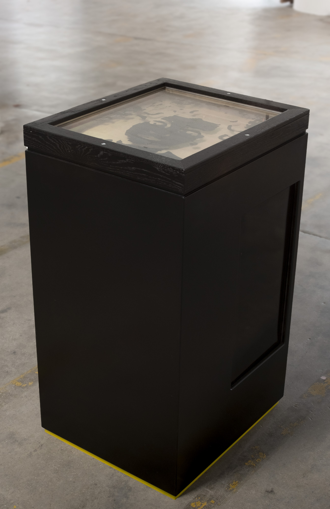 Experimental refridgerated pedestal for bacterial photography, containing our first attempt.